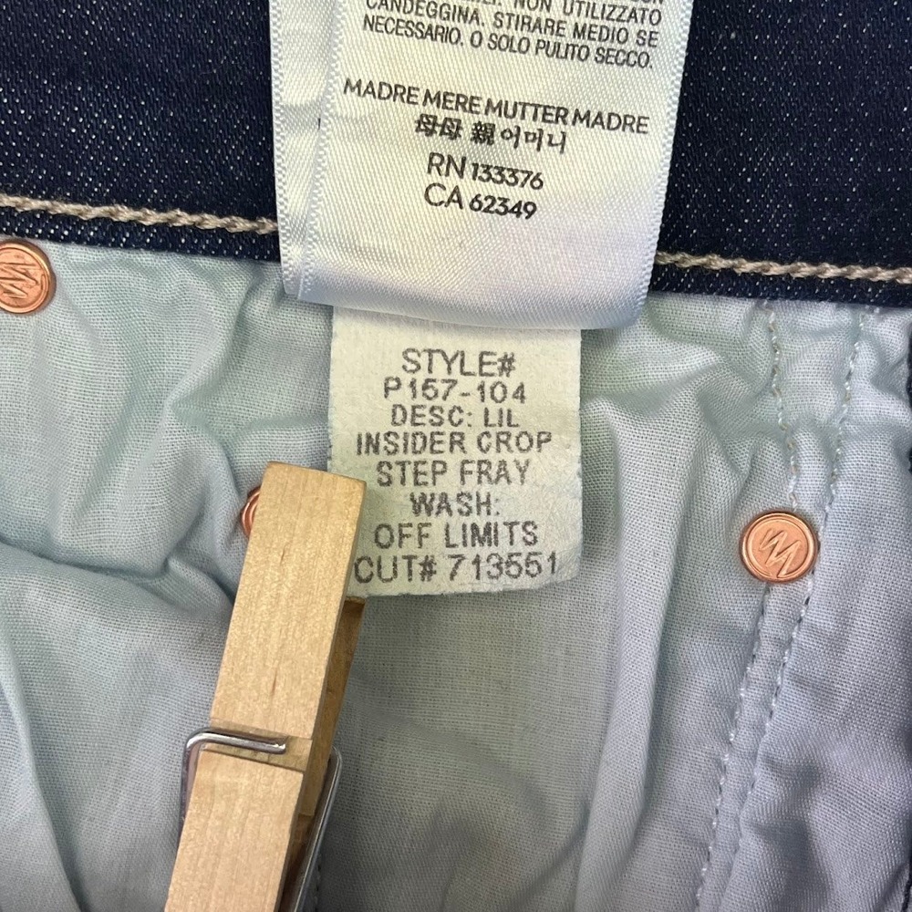 Mother Lil Insider Crop Step Fray Jeans Off Limits Dark Wash Size 27 High Rise - Picture 11 of 15